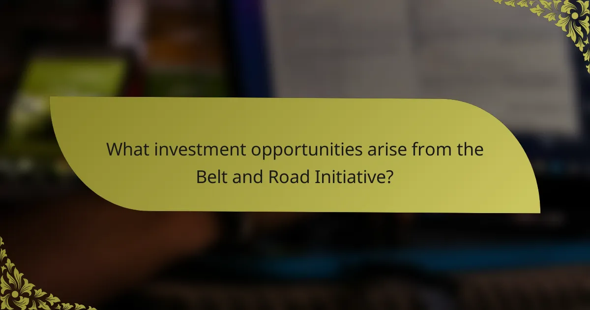 What investment opportunities arise from the Belt and Road Initiative?