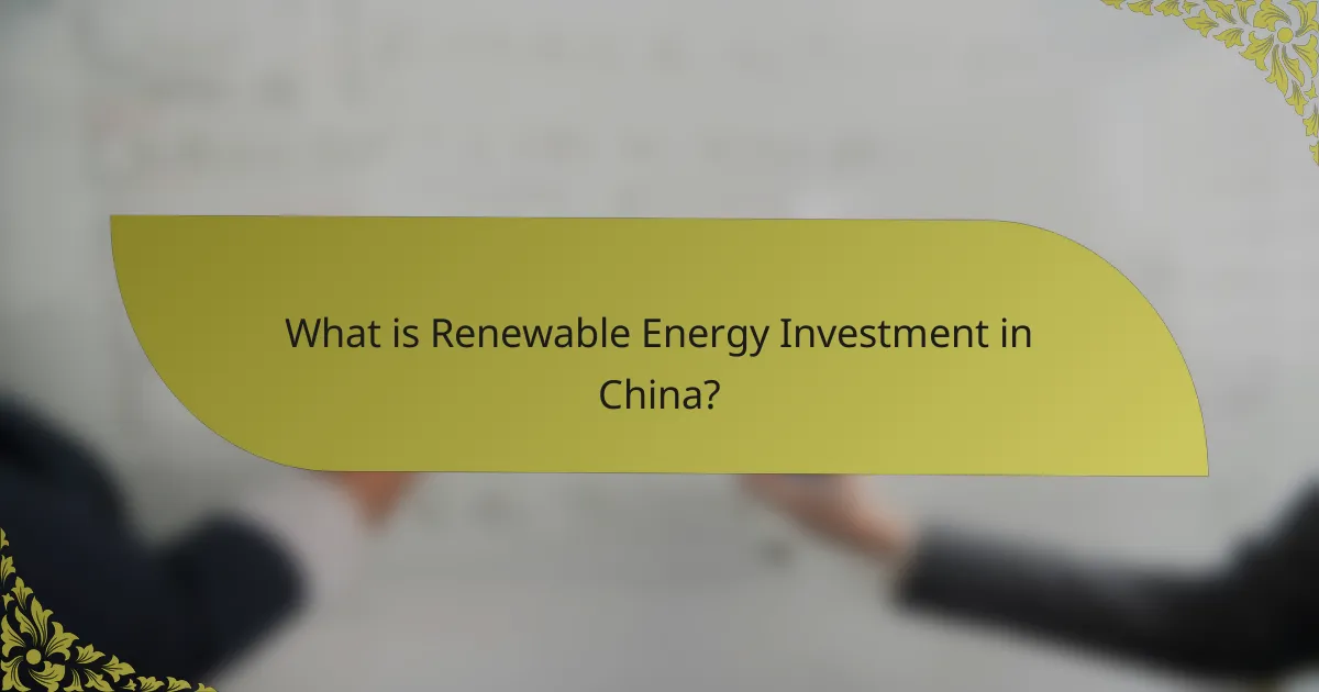 What is Renewable Energy Investment in China?